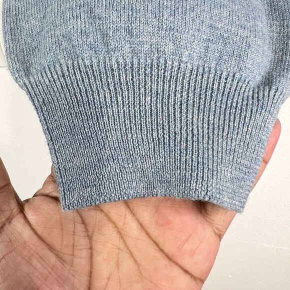 Toscano Sweater Mens XL Blue 100% Merino Wool Button Collar Academia Italy Made - Picture 5 of 8